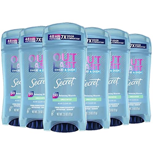 Secret Antiperspirant Deodorant for Women, Unscented, Clear Gel, Outlast Xten...