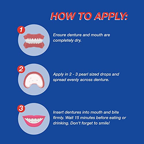 Secure Sensitive Gums Waterproof Denture Adhesive Zinc Free with Aloe Vera & ...