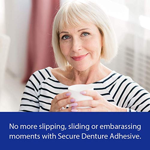 Secure Waterproof Denture Adhesive - Zinc Free - Extra Strong Hold For Upper,...