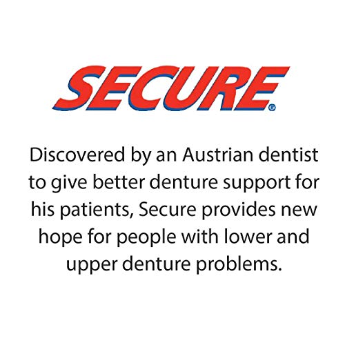 Secure Waterproof Denture Adhesive - Zinc Free - Extra Strong Hold For Upper,...