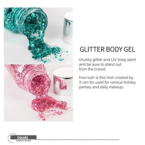SEEWE Body Glitter Gel Mermaid Scale Sequins Skin Long Lasting Sparkling Crea...