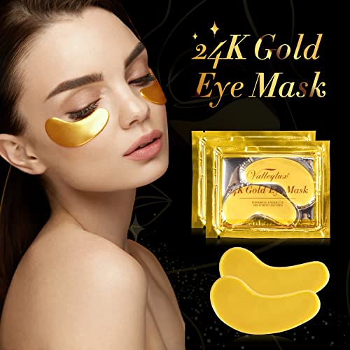24k Gold Eye Mask,20 PC Gel Pads Collagen Eye Mask Under Eye Patches, Anti-Ag...