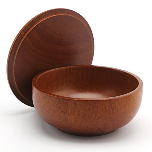 Shave Lather Brush, Wooden Vintage Shave Mug with Lid, Old Fashion Shaving Ki...