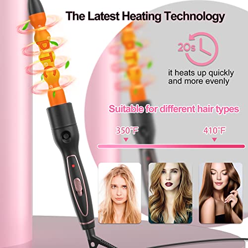 Curling Iron Set, Professional 6 in 1 Curling Wand with Hair Straightener Bru...