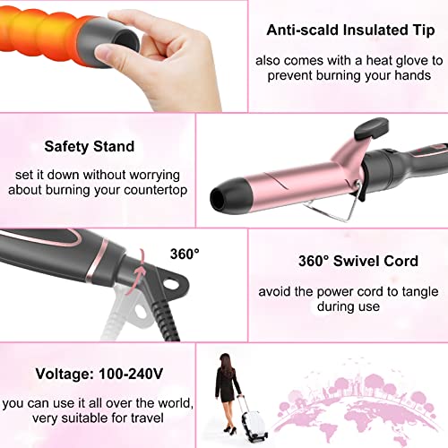 Curling Iron Set, Professional 6 in 1 Curling Wand with Hair Straightener Bru...