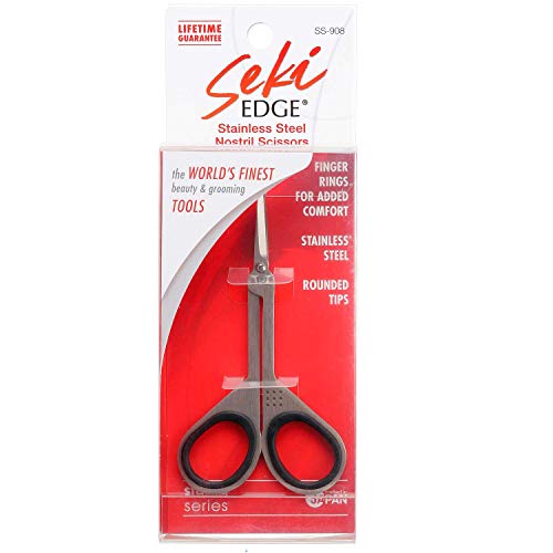 Seki Edge Stainless Steel Nostril Scissors (SS-908) - Safety Grooming Scissor...