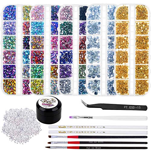 Selizo 8240pcs Nail Rhinestones, Rhinestones for Nails, Nail Gems Crystals Na...