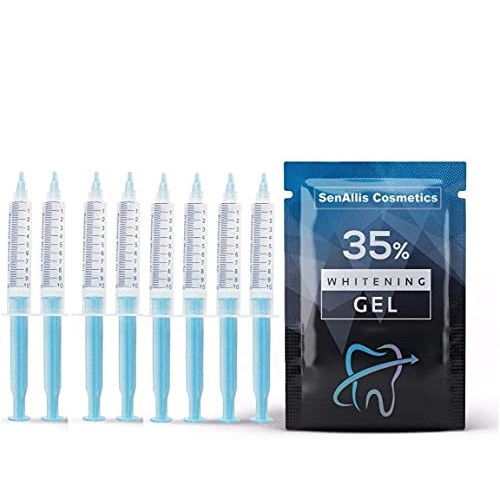 Eight (8) Huge 10mL Syringes SenAllis Cosmetics Teeth Whitening Gel, 80mL 35%...