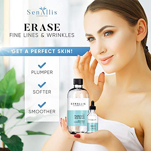 Hyaluronic Acid Serum 8 fl oz And 2 fl oz, Made From Pure Hyaluronic Acid, An...