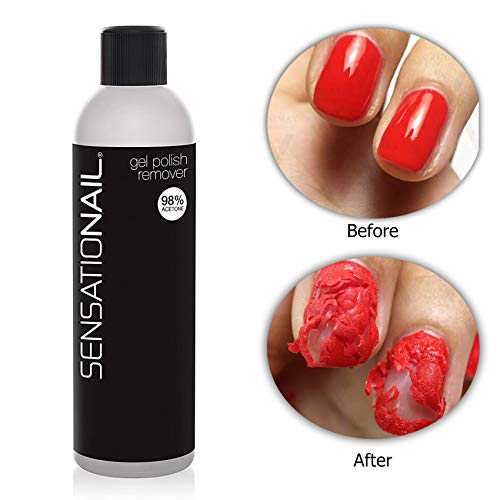 SensatioNail Gel Nail Polish Remover, 8 Fl. Oz. Bottle – 98% Acetone Nail Pol...