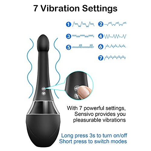 Automatic Electric Enema Bulb with 7 V-Modes & 3 Speeds, SENSIVO Anti Back-Fl...