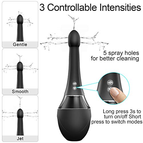 Automatic Electric Enema Bulb with 7 V-Modes & 3 Speeds, SENSIVO Anti Back-Fl...