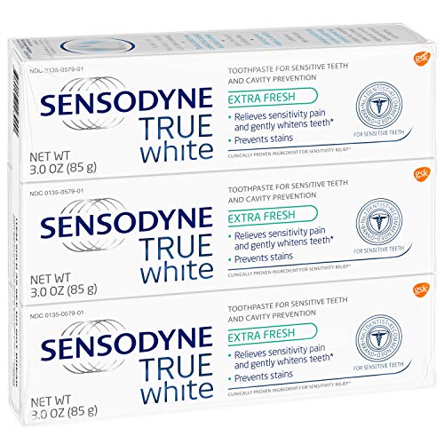Sensodyne True White Sensitive Teeth Whitening Toothpaste for Stained Teeth, ...