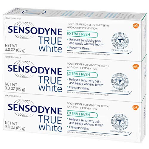 Sensodyne True White Sensitive Teeth Whitening Toothpaste for Stained Teeth, ...