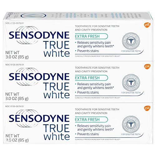 Sensodyne True White Sensitive Teeth Whitening Toothpaste for Stained Teeth, ...