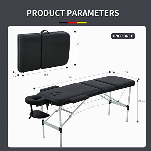 Aluminum Massage Table Portable Massage Table 3 Collapsible Massage Table Tat...