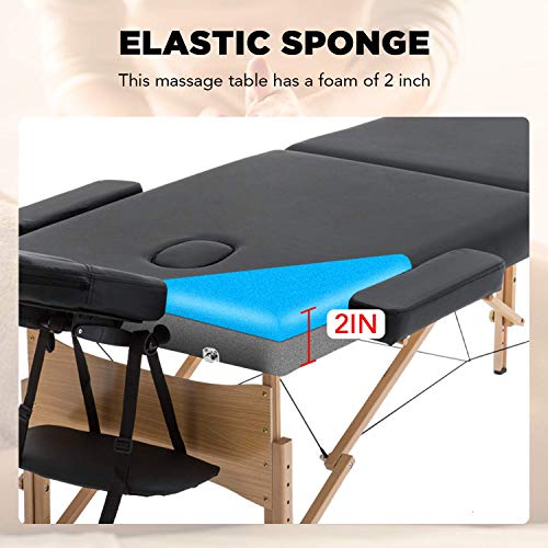 Sentiment 73 Inches Long 28 Inches Wide Folding Portable Massage Table with C...