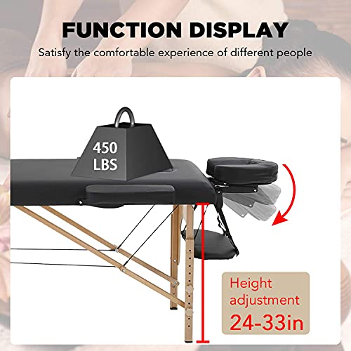 Sentiment 73 Inches Long 28 Inches Wide Folding Portable Massage Table with C...