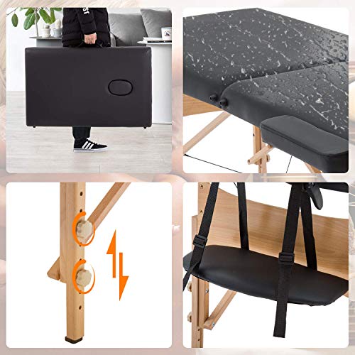 Sentiment 73 Inches Long 28 Inches Wide Folding Portable Massage Table with C...