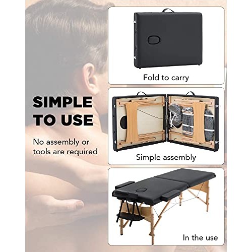 Sentiment 73 Inches Long 28 Inches Wide Folding Portable Massage Table with C...