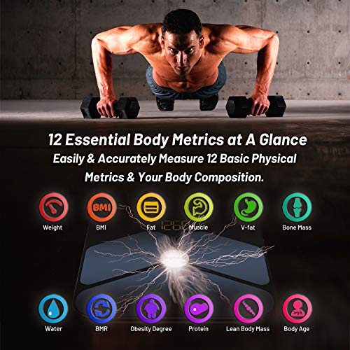 Septekon Smart Body Fat Scale - Bluetooth Weight Scale with ITO Coating - Acc...