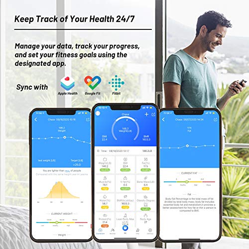 Septekon Smart Body Fat Scale - Bluetooth Weight Scale with ITO Coating - Acc...