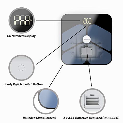 Septekon Smart Body Fat Scale - Bluetooth Weight Scale with ITO Coating - Acc...