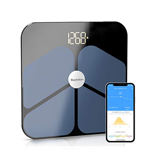 Septekon Smart Body Fat Scale - Bluetooth Weight Scale with ITO Coating - Acc...