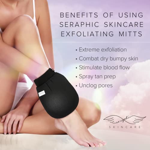 Seraphic Skincare Korean Exfoliating Mitts (2pcs) Microdermabrasion at Home E...