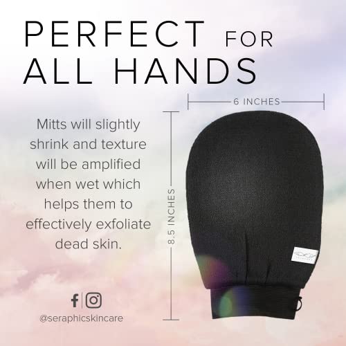 Seraphic Skincare Korean Exfoliating Mitts (2pcs) Microdermabrasion at Home E...