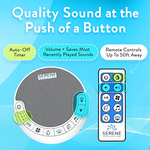 Serene Evolution White Noise Machine for Sleeping Adult or Baby with 60 Sound...