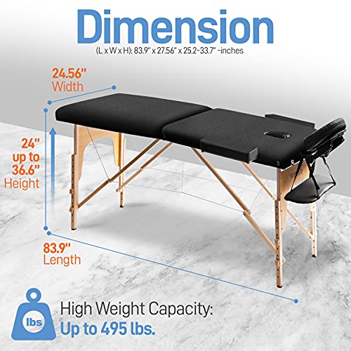 SereneLife Folding Portable Massage Table - Professional Adjustable Folding S...