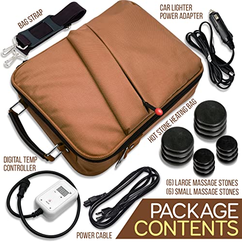 SereneLife Portable Massage Stone Warmer Set - Electric Spa Hot Stones Massag...