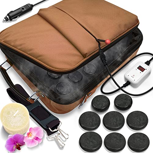 SereneLife Portable Massage Stone Warmer Set - Electric Spa Hot Stones Massag...