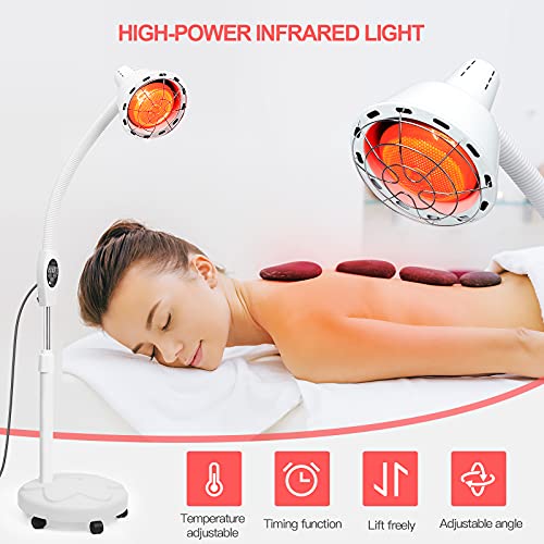 Infrared Light Stand, 275W Red Light Therapy Near Infrared Heat Lamp for Body...