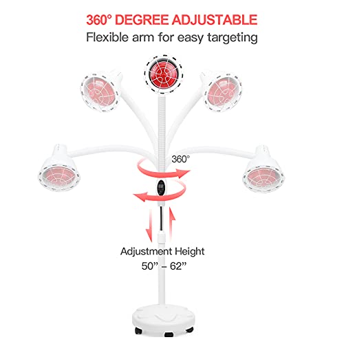Infrared Light Stand, 275W Red Light Therapy Near Infrared Heat Lamp for Body...