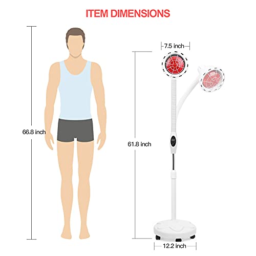 Infrared Light Stand, 275W Red Light Therapy Near Infrared Heat Lamp for Body...