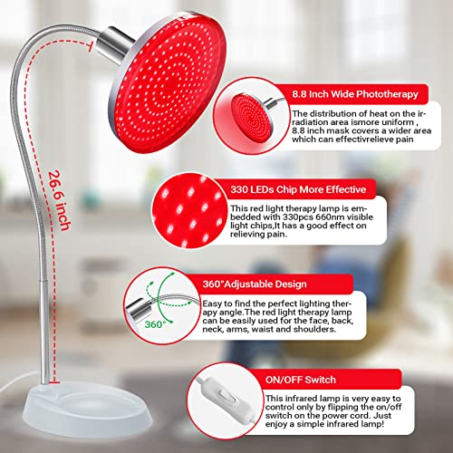 Red Light Therapy Device, Serfory Led Red Light Lamp with Stand, High Power 3...