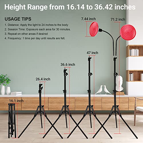 Red Light Therapy Lamp Device for Body Face with Stand Height Adjustable Bulb...