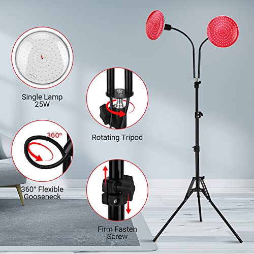 Red Light Therapy Lamp Device for Body Face with Stand Height Adjustable Bulb...