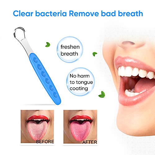 New Version Tongue Scraper Cleaner for Adults & Kids, Medical Grade Metal Ton...