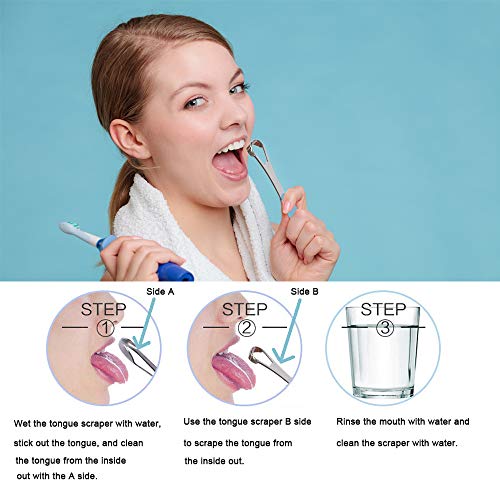 New Version Tongue Scraper Cleaner for Adults & Kids, Medical Grade Metal Ton...