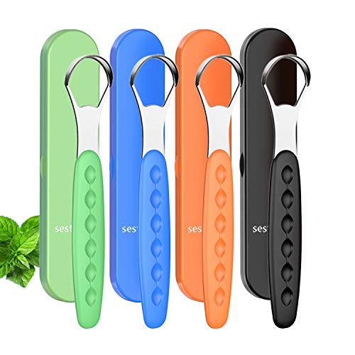 New Version Tongue Scraper Cleaner for Adults & Kids, Medical Grade Metal Ton...