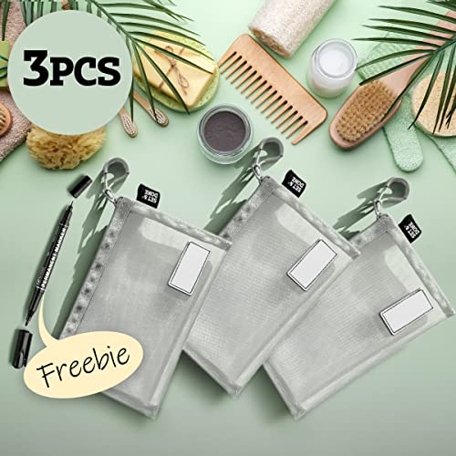 3pcs Mesh Zipper Pouch - Storage for Small Items Makeup Brushes, Accessories,...