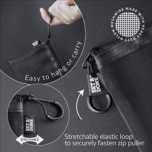 3pcs Mesh Zipper Pouch - Storage for Small Items Makeup Brushes, Accessories,...