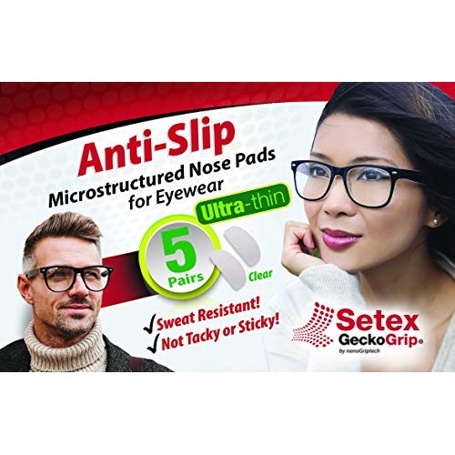 Setex Gecko Grip Ultra-Thin 0.6mm Anti Slip Eyeglass Nose Pads, (5 Clear Pair...