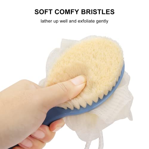 SetSail Shower Body Brush with Bristles and Loofah, Body Scrubber with Long H...