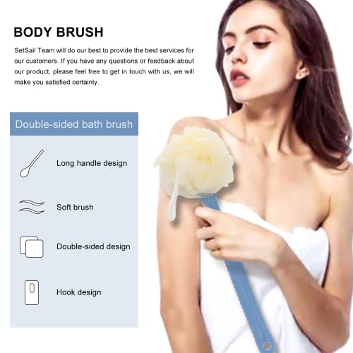 SetSail Shower Body Brush with Bristles and Loofah, Body Scrubber with Long H...