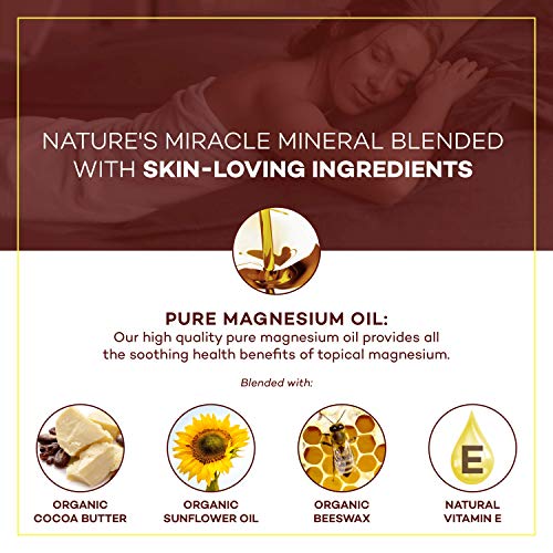 Natural Magnesium Cream for Pain Calm, Leg Cramps, Sleep & Muscle Soreness. W...