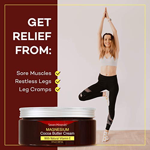 Natural Magnesium Cream for Pain Calm, Leg Cramps, Sleep & Muscle Soreness. W...